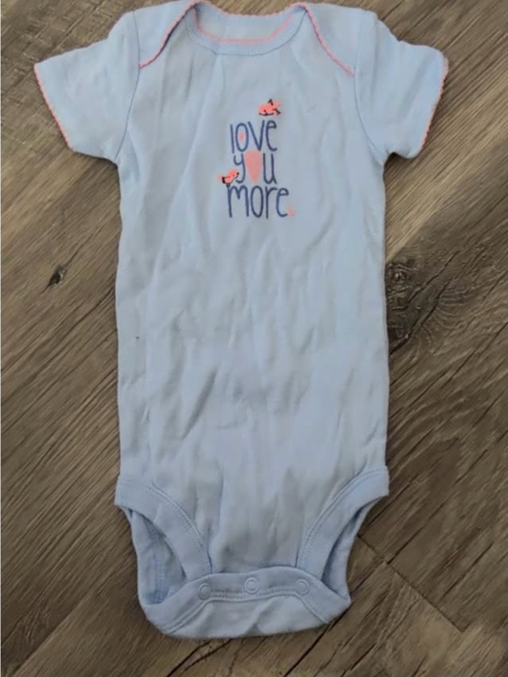 Baby One-Piece Bodysuit - Light Blue "Love You More"